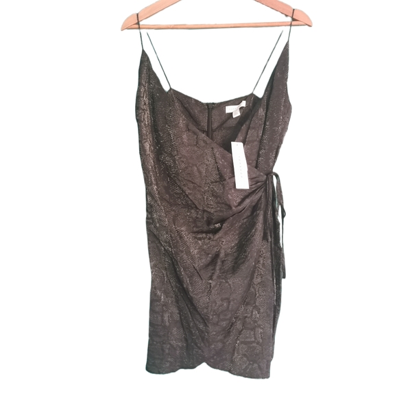 Topshop Snake Print Sparkle Ladies Mini Dress LBD Size 10 - Picture 2 of 12